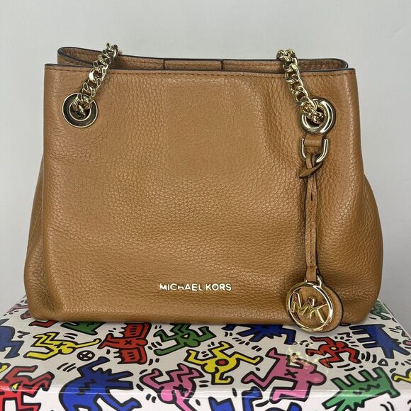 Michael Kors‎ Julia Medium Hobo Crossbody Bag, Acorn Color Handbag Brown/Gold - Picture 1 of 16